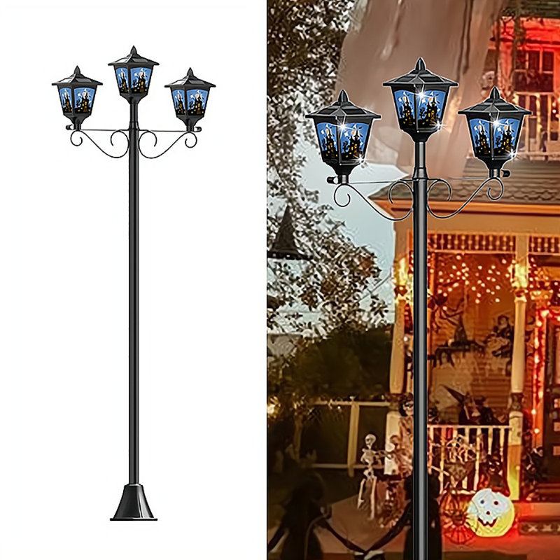 Lampadaire solaire 72 po à 72 lumières pour l'extérieur, rétro-éclairage à DEL avec capteur Dusk To Dawn