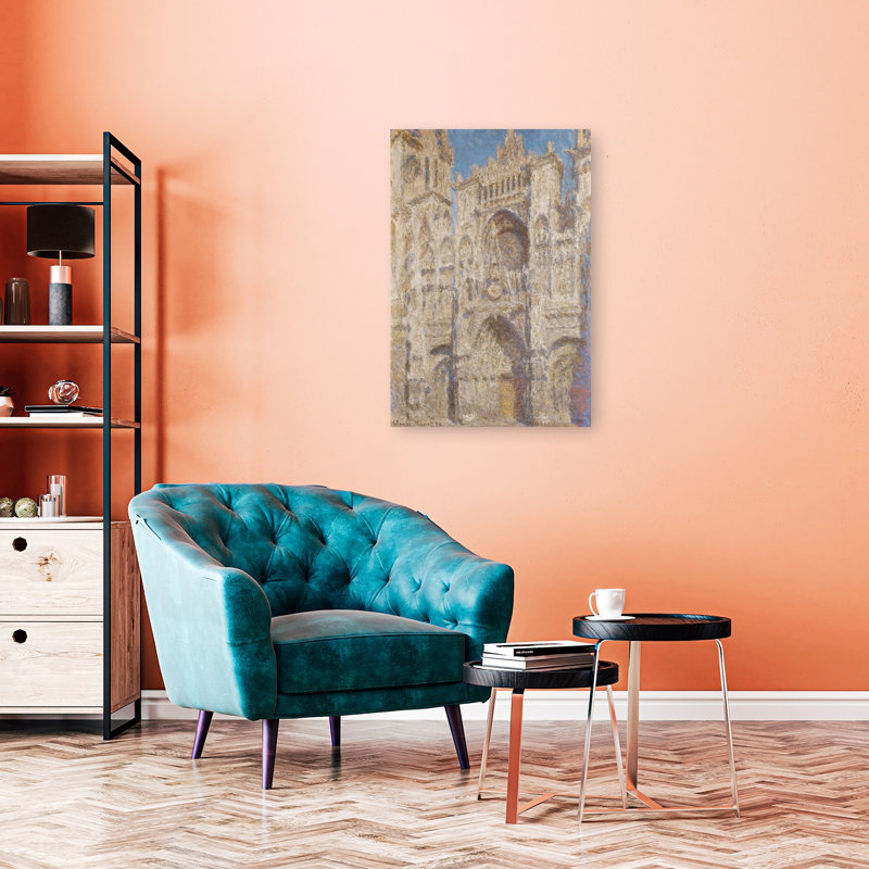 Rouen Cathedral, The Portal 1894 Classic Abstract Contemporary Architecture City Wall Art Print by Claude Monet - Wrapped Canvas Print