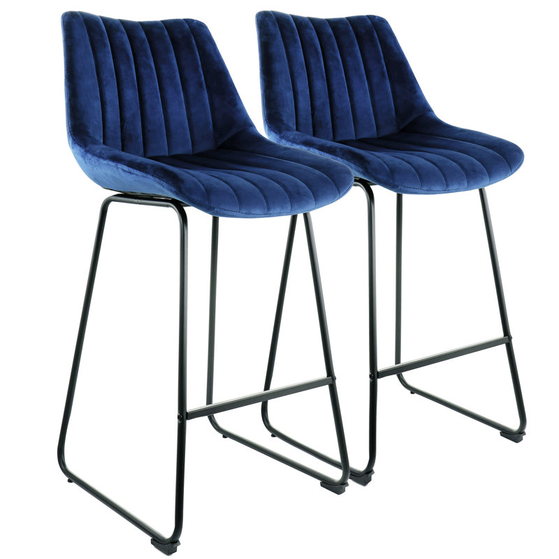 Upholstered Counter Stool with Metal Frame
