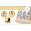 Ensemble de 4 chaises de salle à manger rembourrées en lin modernes avec pieds en métal robustes pour une maison confortable et élégante