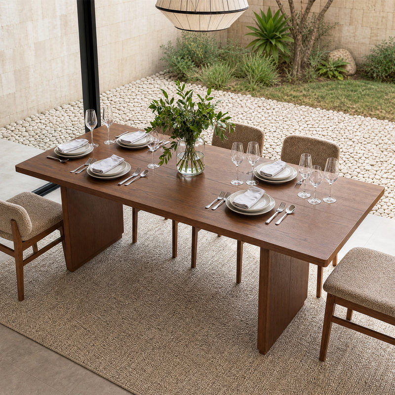 Aadi 83.9'' W Solid Wood Dining Table, Oak