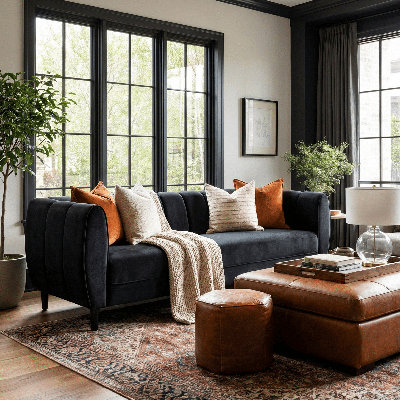  83.2" Velvet Flared Arm Sofa