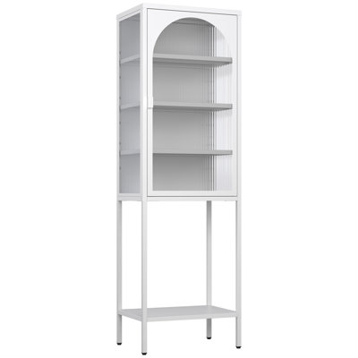63''H Metal Accent Cabinet with Adjustable Shelves,Glass Doors.