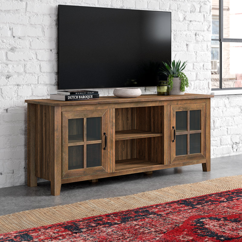 Clayborn 58" 2-Door TV Stand for TVs up to 65", Rustic Oak