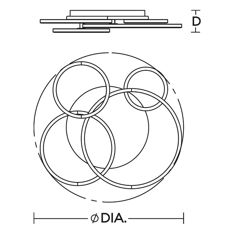 Plafonnier semi-encastré à DEL Orbit - 120 V - - 5 CCT, Nickel satiné, H 4 po x l 24 po x P 24 po