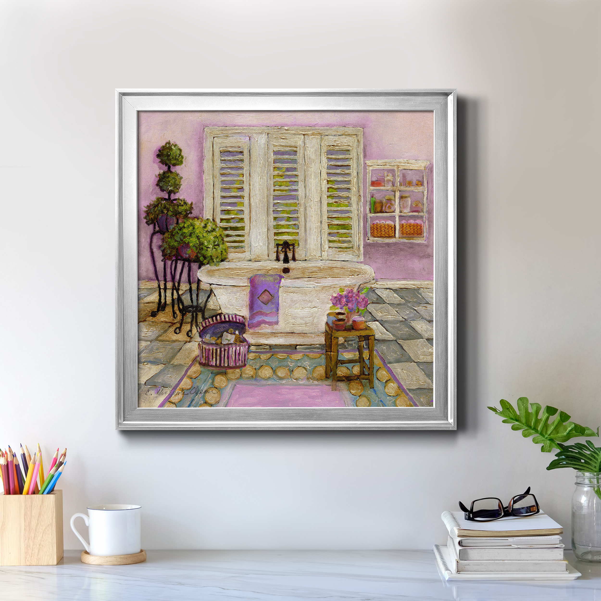 Charlton Home Sunny Day Bath I - Picture Frame Print on Canvas ...