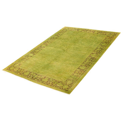 Tapis unique vert lime noué à la main 6 pi 1 po x 8 pi 8 po