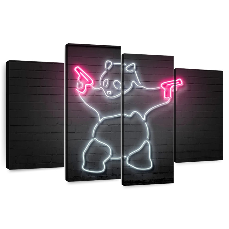Brampt Panda Pink Guns, 22" H x 36" W