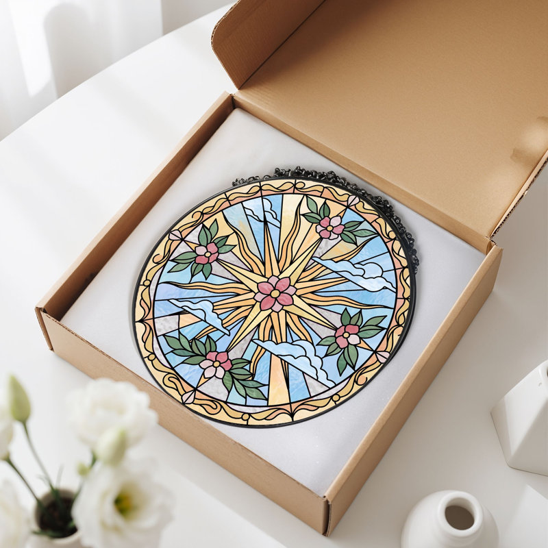 Panneau de vitrail en verre coloré, 7,8 heures, H 7,8 po
