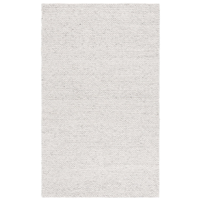 Natura Hand Woven Wool/Viscose/Cotton Rug in Light Grey/Beige, Rectangle 4' x 6'