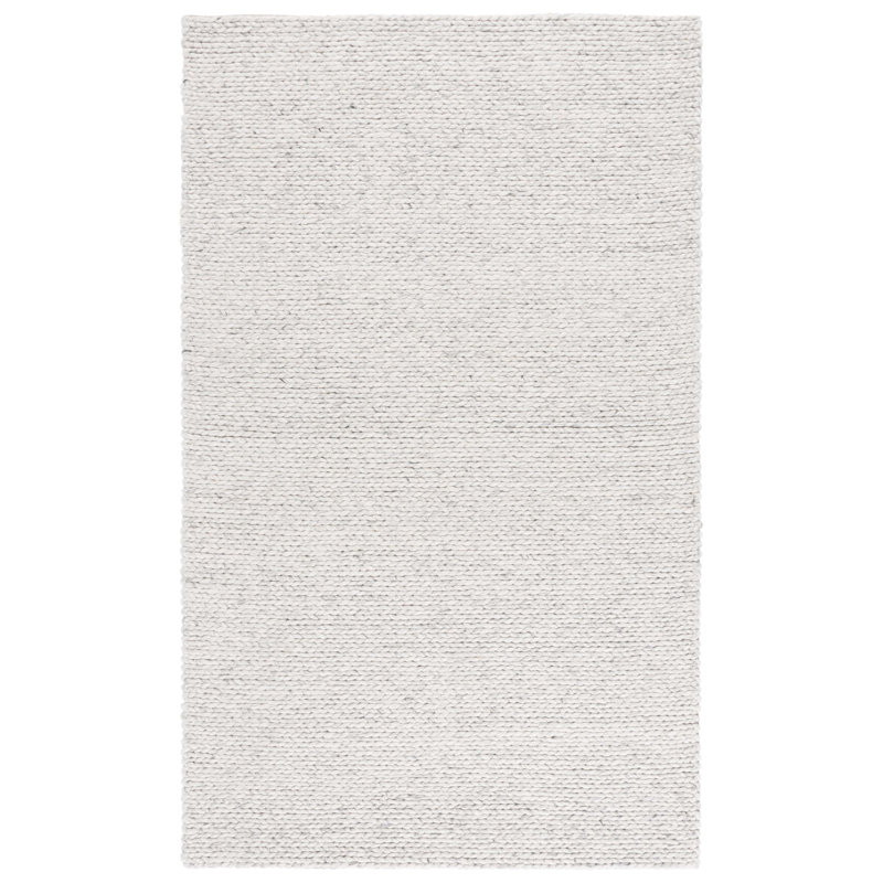 Natura Hand Woven Wool/Viscose/Cotton Rug in Light Grey/Beige, Square 6'
