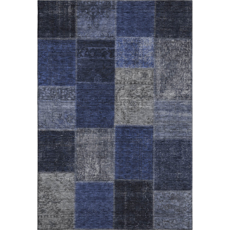 Premium Machine Washable Prisco Navy Rug