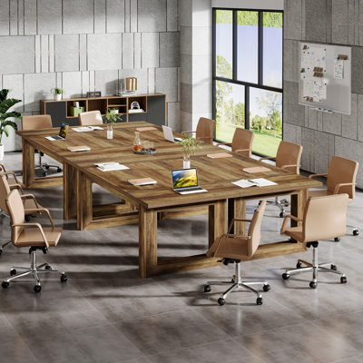 10.5Ft Conference Table, Modern Office Meeting Table For 8-10 People by Millwood Pines