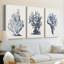Bleu antique corail I - Toile tendue avec châssis sur mesure - 3 pièces-287434362