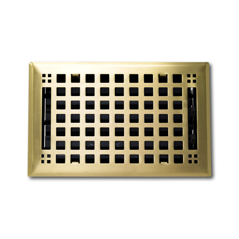 Registre de fixation en métal pour plancher / mur, L 6 po x L 10 po (l 7,25 po x L 11,5 po au total), Laiton brossé
