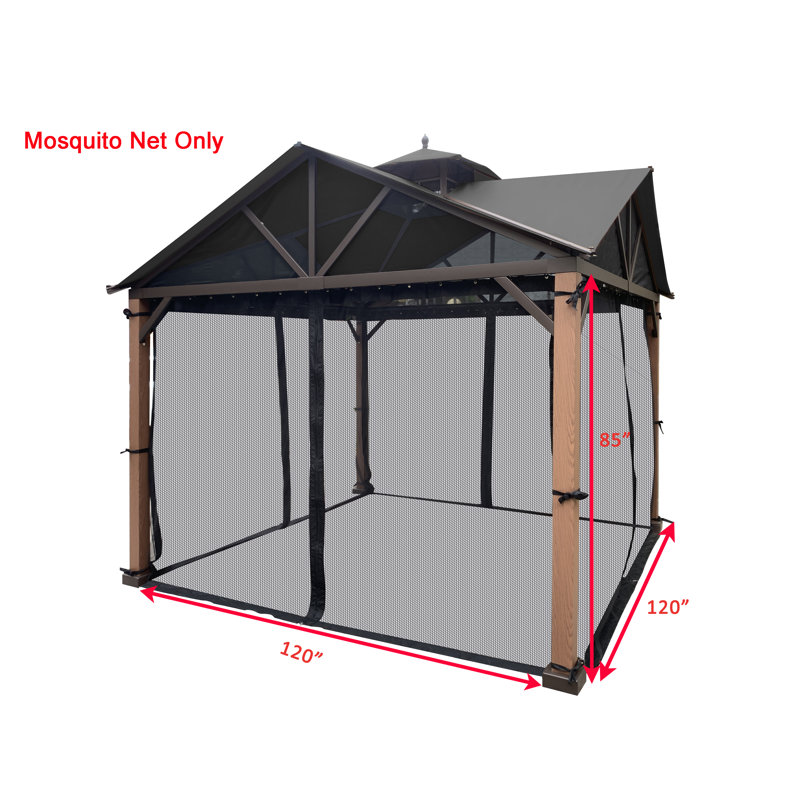 Black 10' x 10' Gazebo Mosquito Netting Replacement