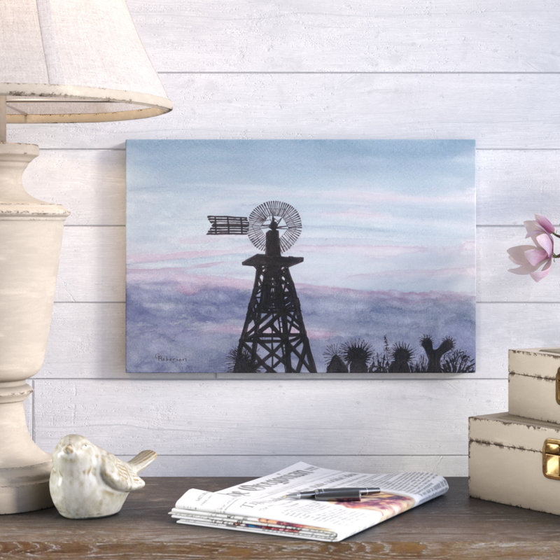 « texas coucher de soleil », reproduction de peinture à l’aquarelle sur toile tendue, H 16 po x l 24 po x P 1,5 po
