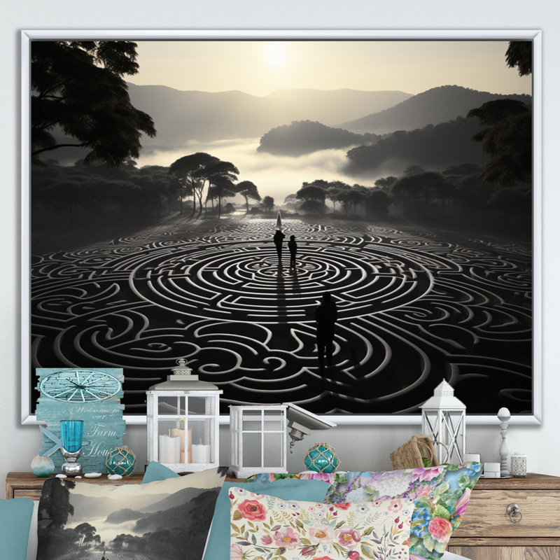 Art indien, Rangoli mystique, H 16 po x l 32 po x P 1 po, Cadre flottant blanc