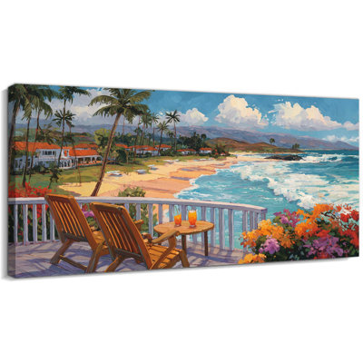  Tropical Beach Canvas Wall Art, Vibrant Coastal Decor for Living Room Above Sofa, Serene Gallery Wrapped Artwork, Ready to Hang, 20×40 inches