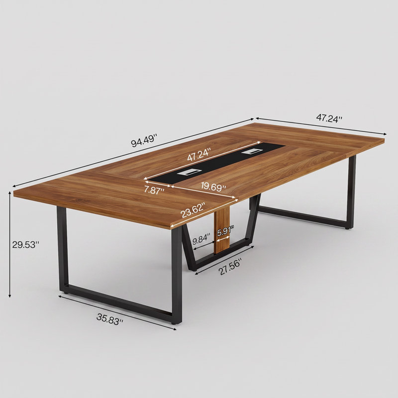 Table de conférence rectangulaire 94,5 po, Walnut Brown