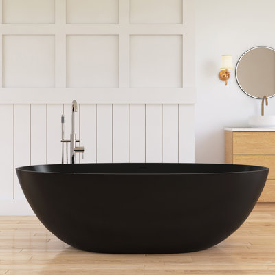 Forma 71" Freestanding Soaking Bahtutb Solid Surface Stone Resin Soaking Bathtub