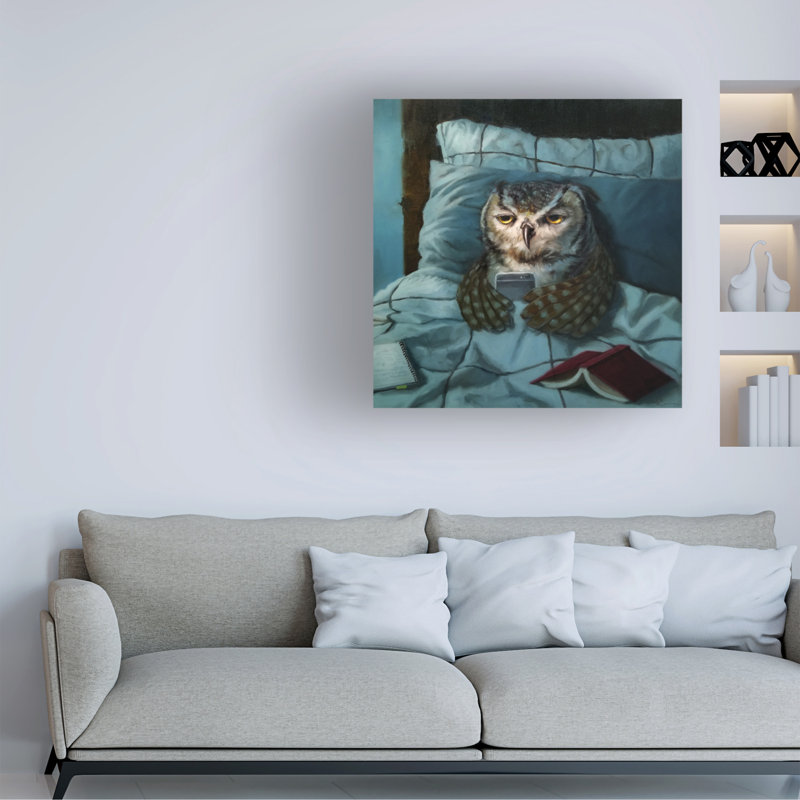 «Night Owl» par Lucia Heffernan - peinture sur toile tendue, H 35 po x l 35 po x P 2 po