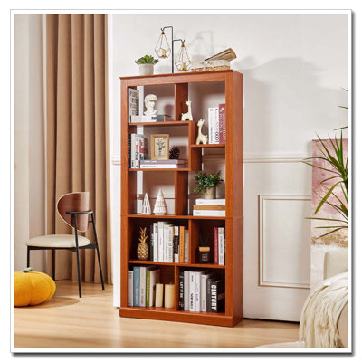Bibliothèque ouverte en bois à combinaison libre, armoire de rangement multi-espaces, bibliothèque autoportante facile à assembler avec sangles anti-basculement, organisateur de rangement classifié