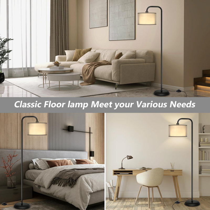 64" LED Floor Lamp for Living Room, Gray