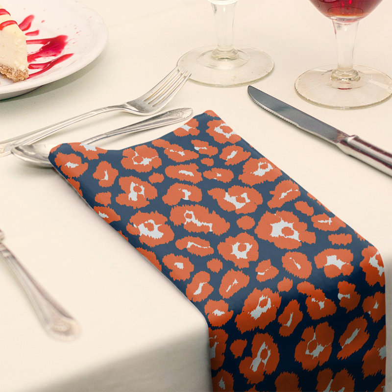 Polyester Animal Print Square Napkin, 22" x 22", Blue/White/Orange