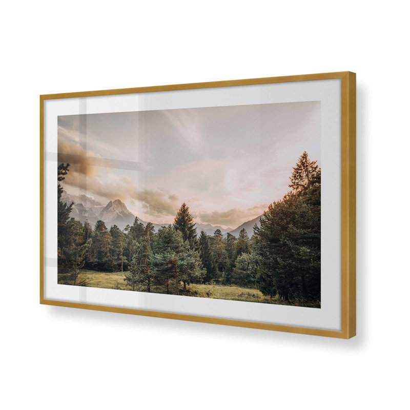 Impression de crépuscule alpin, Cadre doré poli, H 12,25 po x l 15,25 po x P 1,25 po
