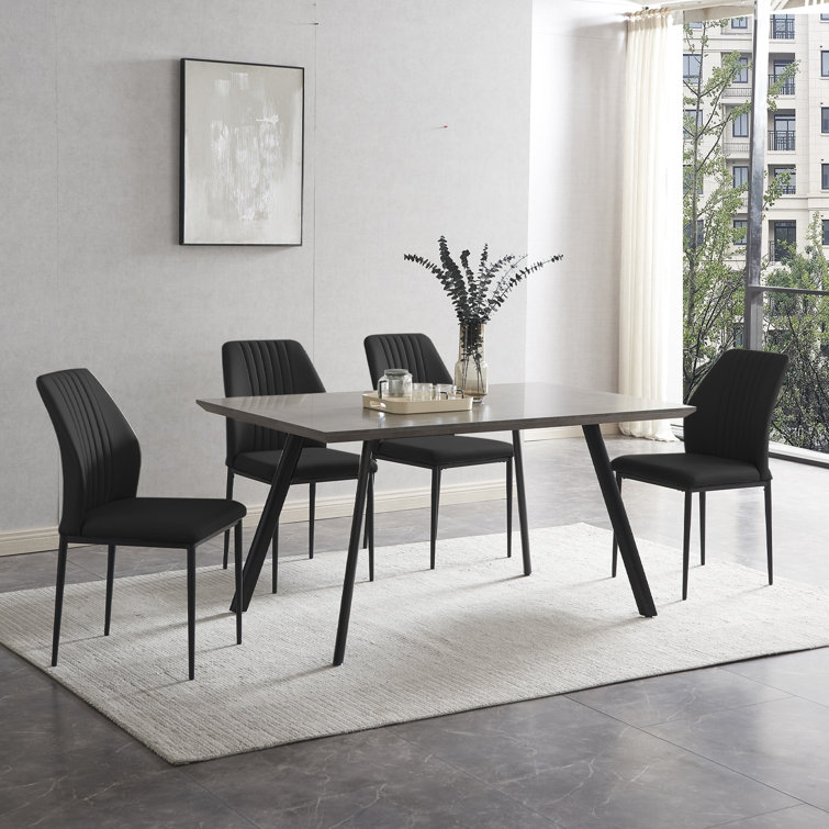 Isaure 5-Piece Rectangular Dining Table Set with MDF Table and 4  Dining Chairs