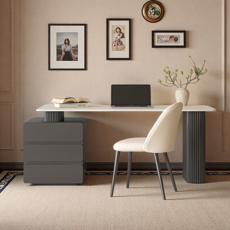 Italian Minimalist Rock-Slab Desk for Home Office