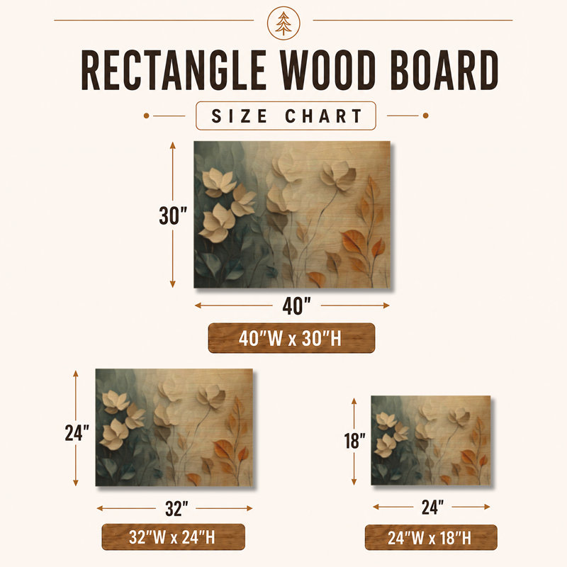 Fleurs du ciel d'automne II - Décoration murale botanique en bois, H 24 po x l 32 po, Rectangulaire