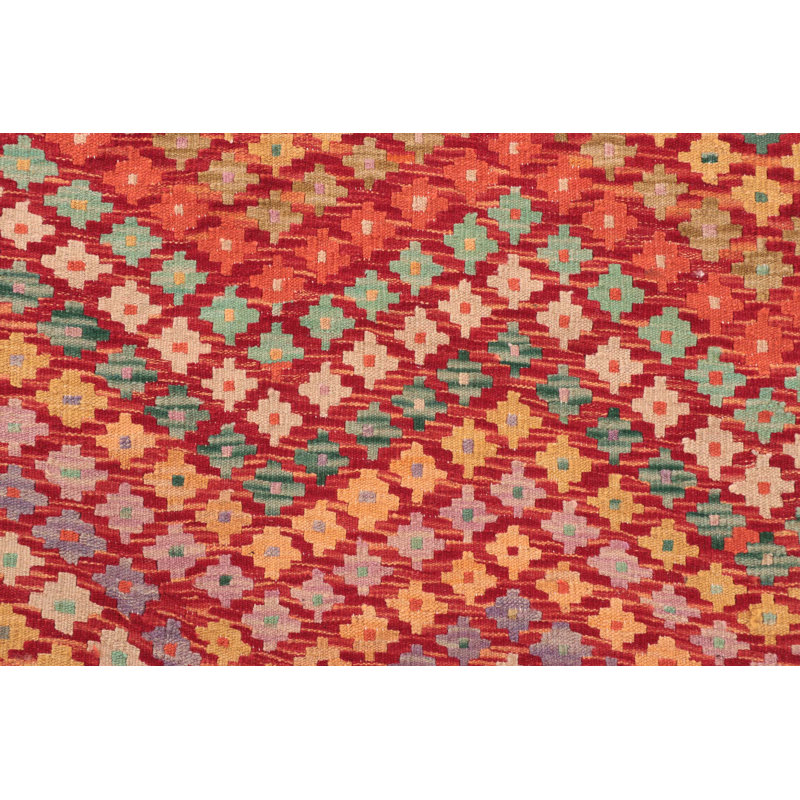 Rectangle 132 cm x 158 cm Geometric Hand Woven Kilim