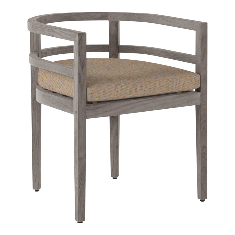Chaise avec accoudoirs d'extérieur en teck Santa Barbara, Pas de soudure, Perigold ‑ chameau de jeu, Teck naturel
