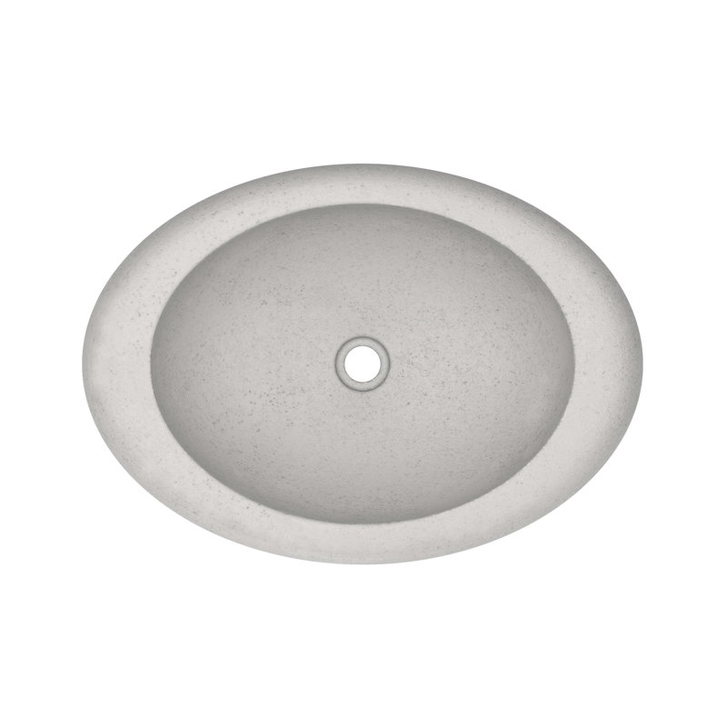 Cuyama Slate Stone Handmade Oval Drop-In Bathroom Sink, Ash