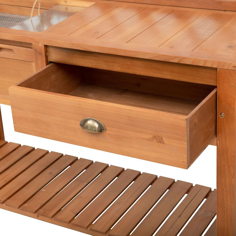 Banc de jardin, table de travail en bois pour l'extérieur