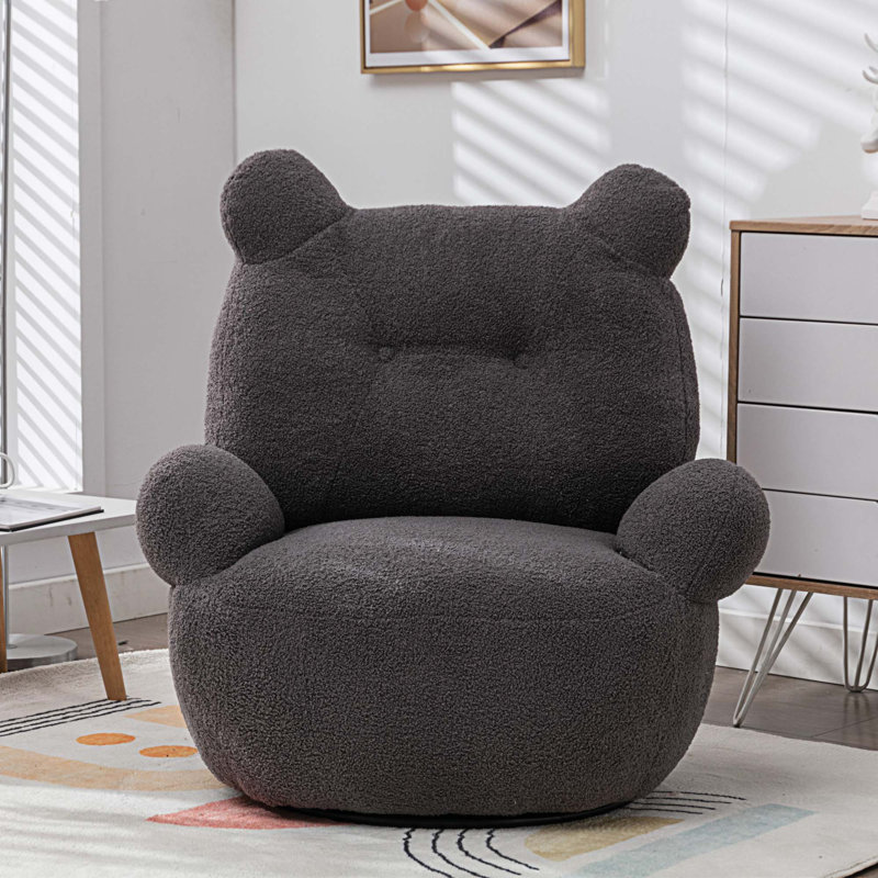 Fauteuil demi-tonneau pivotant l 32,3 po Danyar, Gris pelucheux