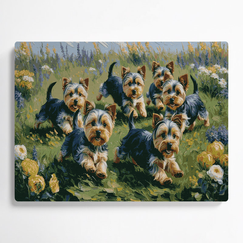 Chiens Yorkshire Terrier brun, art mural en métal, H 11 po x l 14 po