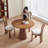 Nut-brown Round Solid Wood Dining table-2138914935