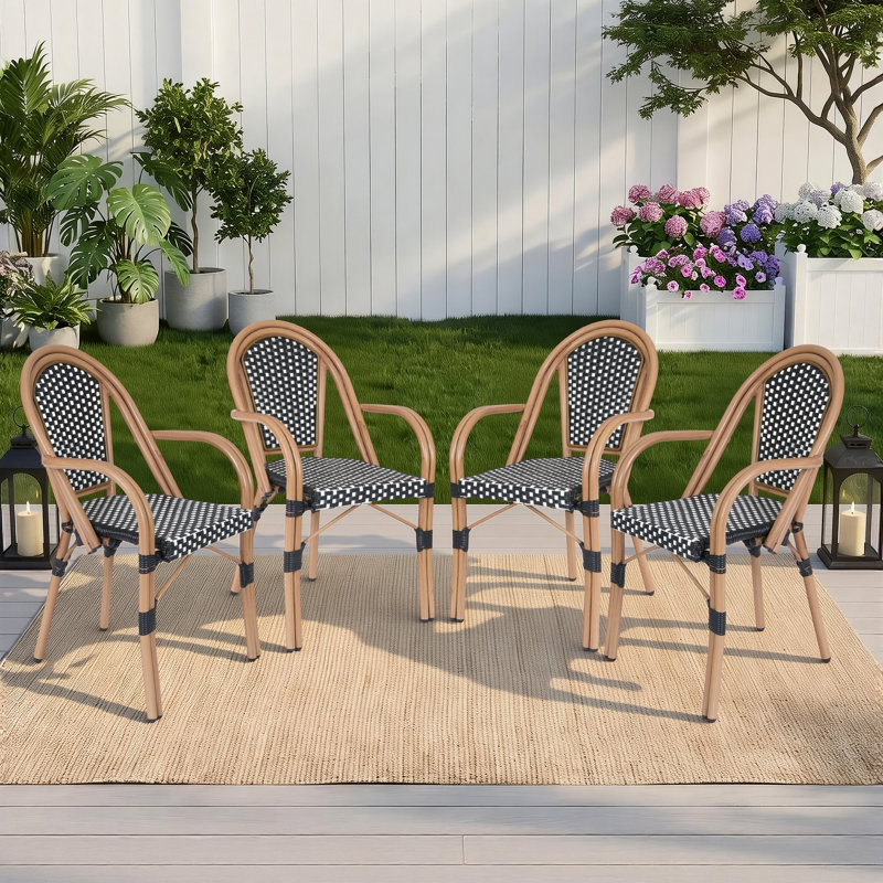 Ensemble de 4 chaises bistro French French, Blanc/Noir