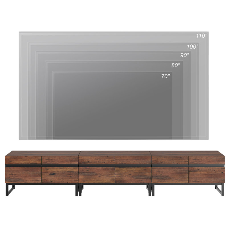Modern TV Stand With Storage Cabinets For 110-Inch TV, Wooden Entertainment Center Media Console Table With Metal Legs For Living Room