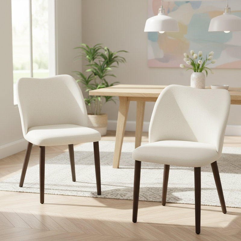 Chaise rembourrée en bois massif Orena, Beige
