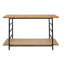 Console à deux niveaux en bois et fer, 122 x 41 x 81 cm, avec structure noire et tablette de rangement
