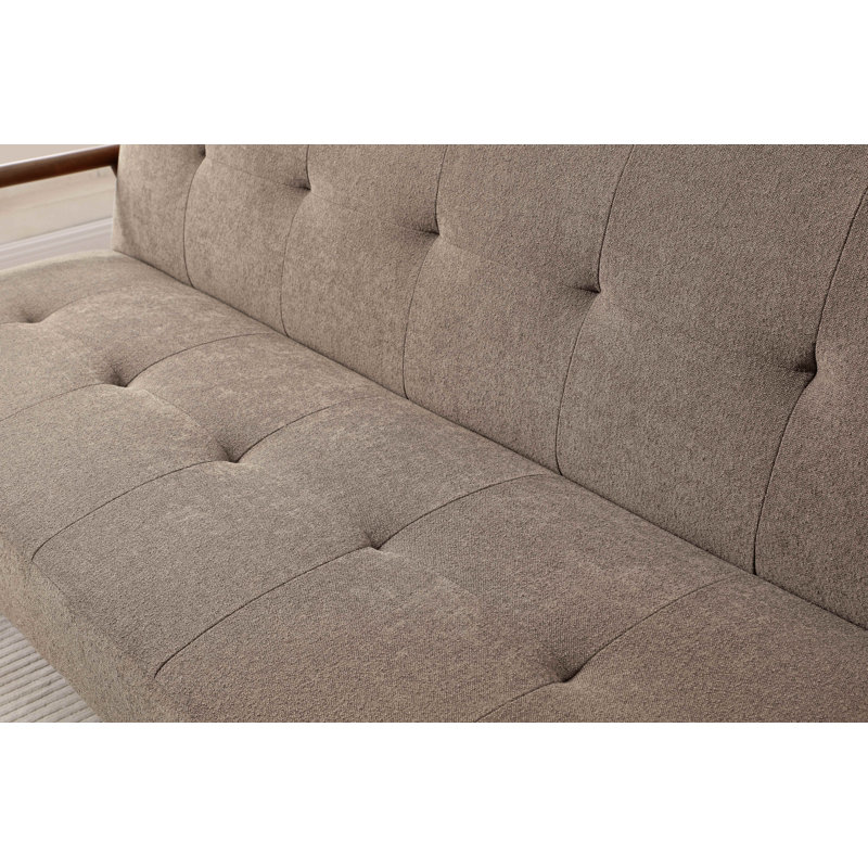 Roger 3 Seater Twill Textured Weave Sofa Bed, Brown