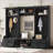  4-in-1 Detachable Matte Black Hall Tree, Multi-Functional Entryway Coat Rack with Storage Drawers, Cabinet, Shoe Bench and 7 Hooks-2126190533