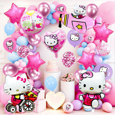 79 pièces de décorations de fête Hello Kitty, ensemble de ballons d'anniversaire Hello Kitty