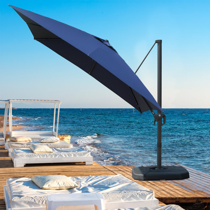 Parasol en porte-à-faux Shellise, Marine, 11,48 pi x 8,86 pi