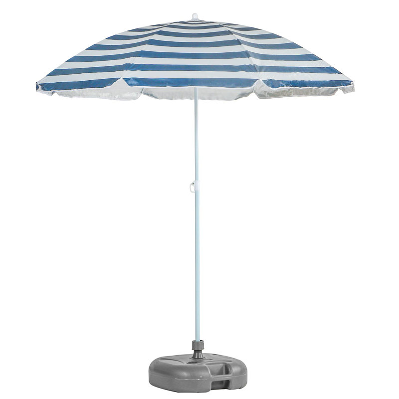 Harbour Housewares - Metal Beach Parasol & Base - 1.74 x 1.93m, Grey