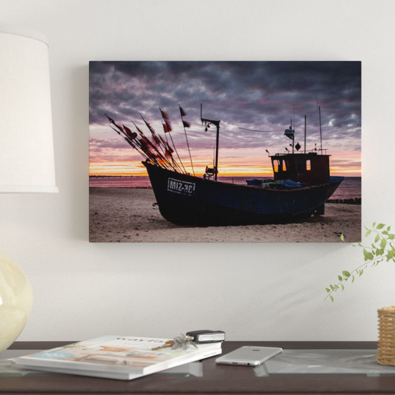 « pologne, mer baltique, bateau de pêche » par mikolaj gospodarek, impression sur toile tendue, H 12 po x l 18 po x P 1,5 po